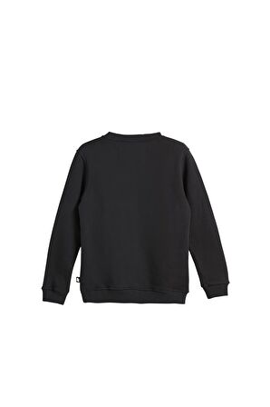 Logo Crewneck Kids Siyah Baskılı Çocuk Sweatshirt