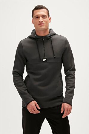Bad Bear DEFENCE HALF-ZIP HOODIE Erkek Sweatshirt Siyah S-XXL 