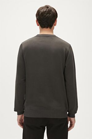 Re-Bamboo Crewneck Antrasit Baskılı Erkek Sweatshirt