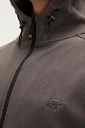 Leo Full-Zip Hoodie Antrasit Fermuarlı Kapüşonlu Erkek Sweatshirt