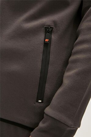 Leo Full-Zip Hoodie Antrasit Fermuarlı Kapüşonlu Erkek Sweatshirt