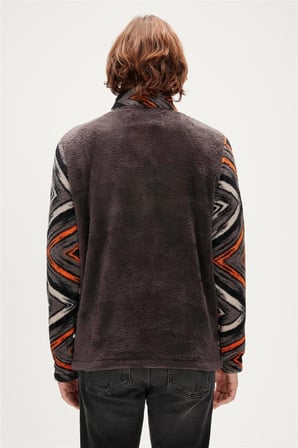 Afro Plush Half-Zip Antrasit Erkek Peluş Sweatshirt