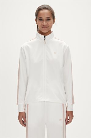 Kate Full-Zip Off-White Beyaz Fermuarlı Kadın Sweatshirt