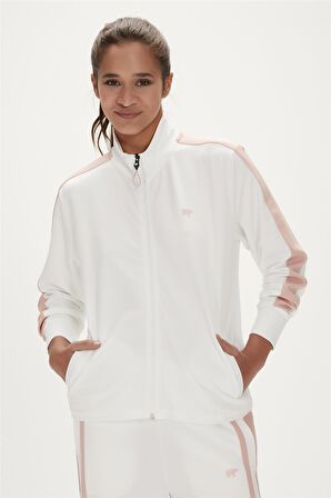 Kate Full-Zip Off-White Beyaz Fermuarlı Kadın Sweatshirt