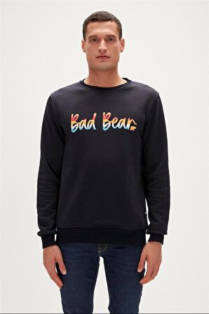 Manuscript Crewneck Lacivert  Erkek Sweatshirt