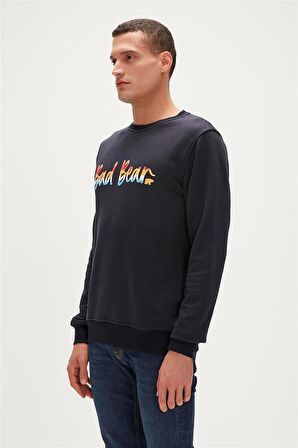 Manuscript Crewneck Lacivert  Erkek Sweatshirt
