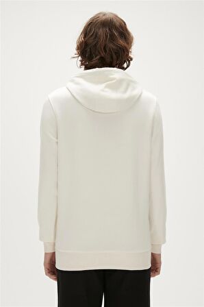 Re-Born Recycle Hoodie Marshmallow Beyaz  Kapüşonlu Erkek Sweatshirt