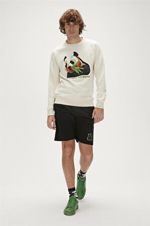 Re-Bamboo Crewneck Marshmallow Beyaz Baskılı Erkek Sweatshirt