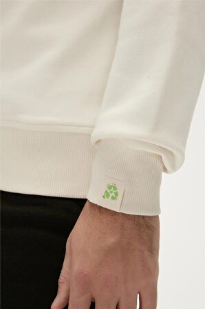 Re-Bamboo Crewneck Marshmallow Beyaz Baskılı Erkek Sweatshirt