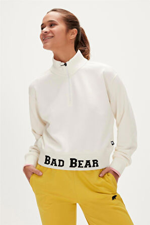 Bad Bear ZOE HALF-ZIP SWEATSHIRT BEYAZ Kadın Sweatshirt