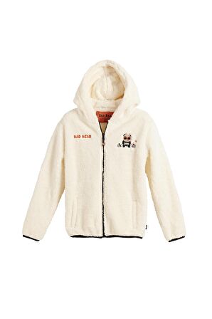 Plunger Plush Kids Marshmallow Beyaz  Fermuarlı Kapüşonlu Peluş Çocuk Sweatshirt