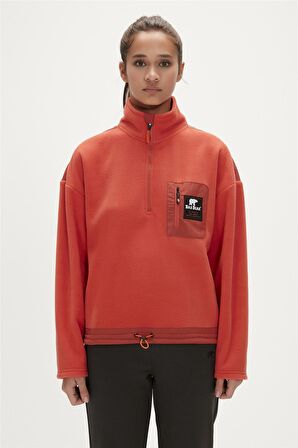 Eva Half-Zip Ginger Tarçın  Yarım Fermuarlu Kadın Polar Sweatshirt