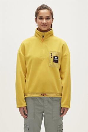 Eva Half-Zip Cider Sarı Yarım Fermuarlu Kadın Polar Sweatshirt