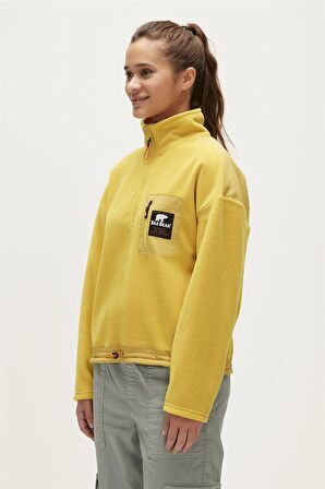 Eva Half-Zip Cider Sarı Yarım Fermuarlu Kadın Polar Sweatshirt