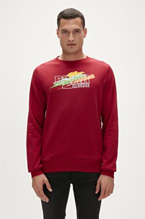 Crayon Crewneck Maroon Erkek Sweatshirt