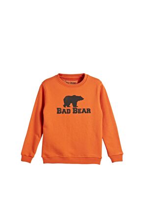 Logo Crewneck Kids Turuncu Baskılı Çocuk Sweatshirt