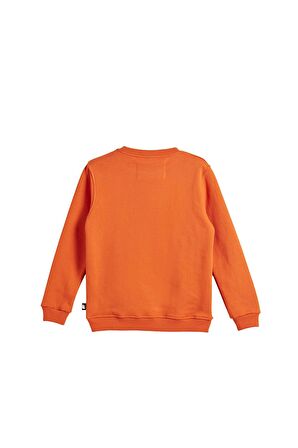 Logo Crewneck Kids Turuncu Baskılı Çocuk Sweatshirt