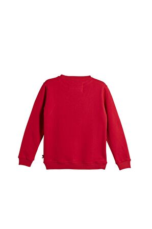 Logo Crewneck Kids Crimson-Red Kırmızı Baskılı Çocuk Sweatshirt