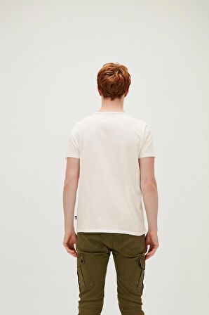 Fancy Beyaz Baskılı Erkek Tişört