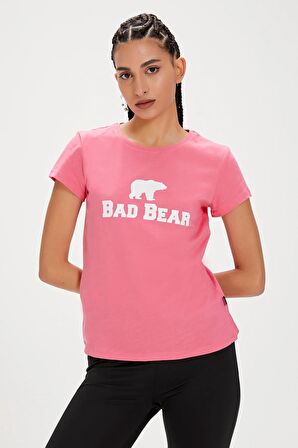 Logo Tee Pembe Logo Baskılı Basic Kadın Tişört