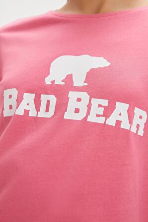 Logo Tee Pembe Logo Baskılı Basic Kadın Tişört