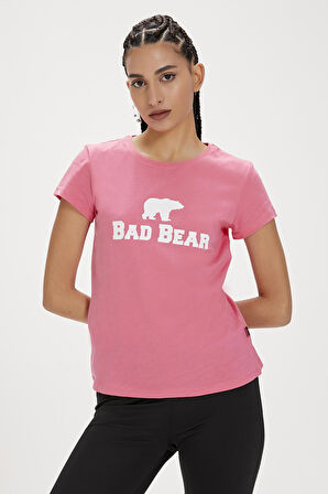 Logo Tee Pembe Logo Baskılı Basic Kadın Tişört