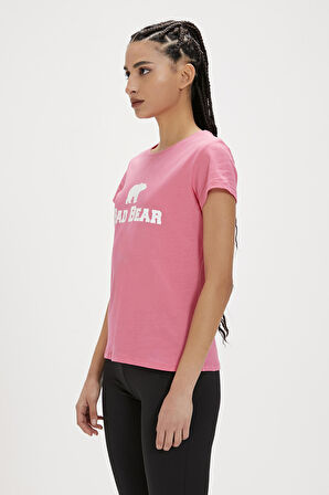 Logo Tee Pembe Logo Baskılı Basic Kadın Tişört