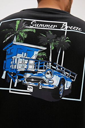 Dustin Siyah Baskılı Erkek Tişört