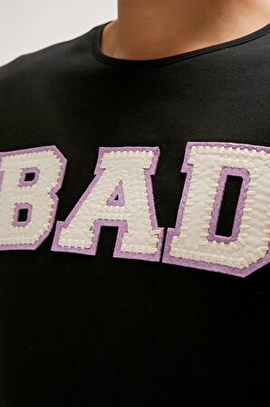 Felt Siyah Baskılı Erkek Tişört