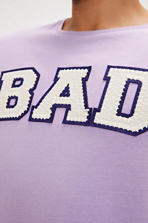 Felt Mor Baskılı Erkek Tişört