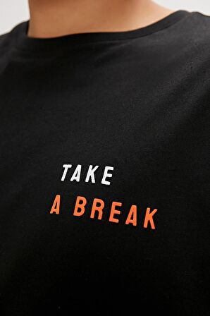 Sand Siyah Baskılı Oversize Erkek Tişört