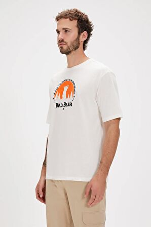 Re-Planet Beyaz Baskılı Erkek Tişört