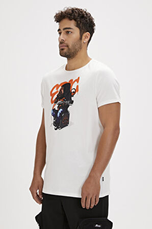 Epic Bear Beyaz Baskılı Erkek Tişört