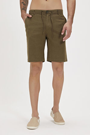 Lyne Haki Yandan Cepli Erkek Şort