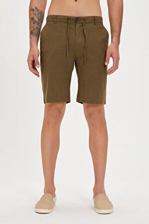 Lyne Haki Yandan Cepli Erkek Şort