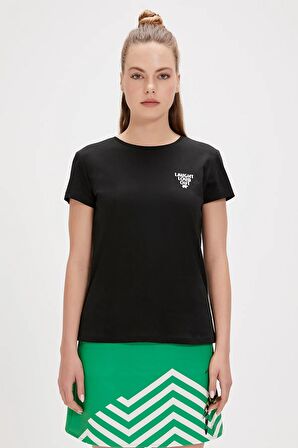 Laura Siyah Basic Baskılı Kadın Tişört