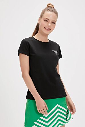 Laura Siyah Basic Baskılı Kadın Tişört