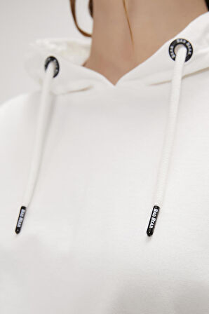 Ella Beyaz Kadın Hoodie Sweatshirt