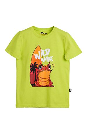 Wave Yeşil Baskılı Çocuk Tişört