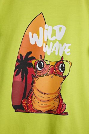 Wave Yeşil Baskılı Çocuk Tişört