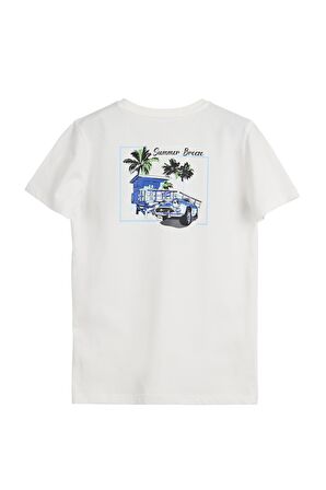 Dustin Beyaz Baskılı Çocuk Tişört