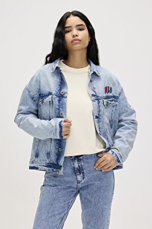 Adelina Ocean Blue Kadın Denim Ceket