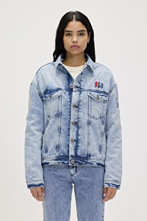 Adelina Ocean Blue Kadın Denim Ceket