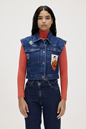 Joanne İndigo Kadın Denim Yelek