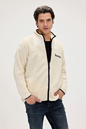 Galvin Beyaz Erkek Full-Zip Polar Sweatshirt
