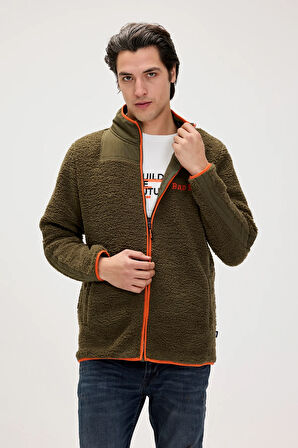 Galvin Haki Erkek Full-Zip Polar Sweatshirt