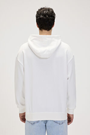 Drake Beyaz Erkek Oversize Kapüşonlu Sweatshirt