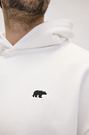Drake Beyaz Erkek Oversize Kapüşonlu Sweatshirt