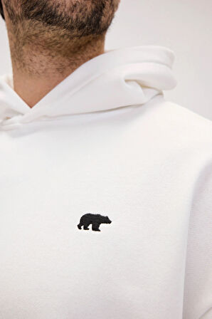 Drake Beyaz Erkek Oversize Kapüşonlu Sweatshirt