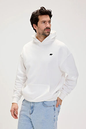 Drake Beyaz Erkek Oversize Kapüşonlu Sweatshirt